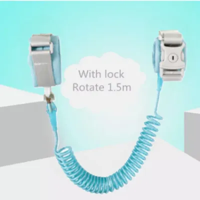 Baby Kids Anti Lost Baby Safety Harness Strap Children Stretchable Wristband Protection Key Lock 360 2m Spring Rotating