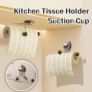 Vixplorn Stainless Steel Suction Cup Paper Towel Holder Kitchen Wall Mount Roll Rack No-Drill Space-Saving