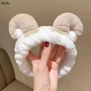 [ShiFu] Women Cartoon Kawaii Plush Elastic Hair Bands Soft Wash Face Hairbands Headband Hair Accessories Girls Sweet Cute Headwear