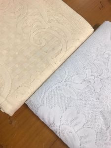 Taplak Meja Makan Jumbo 10 Kursi 150 x 300 cm Persegi Coklat Kopi Bahan Kain Polyester Corak Bunga Mahkota