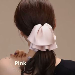 DAIMEISHU กิ๊ฟติดผมโบว์ซาตินที่หรูหราพร้อมดีไซน์มีระบายสำหรับผู้หญิงอุปกรณ์เสริมผมหางม้าครึ่งตัวสไตล์ฝรั่งเศส