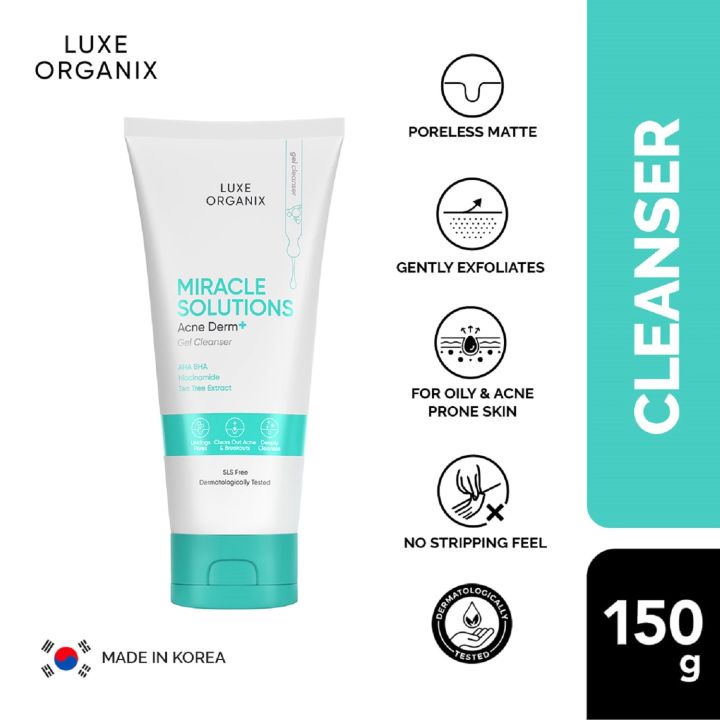 Luxe Organix Miracle Solutions AHA/BHA Gel Cleanser 150ml