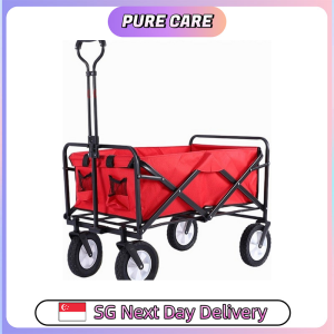 【Pure Care】 Folding Picnic Cart Camping Wagon with Wheels