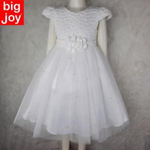 Big Joy Girls First Communion Dress Wanita with Applique Flower White For Ages 3 to 9 Yrs Old 564289