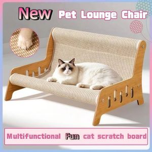 MECOME Integrated Cat Play Chair 3 in1 Jute Blanket Cat Bed Fun Wooden Cat Scratcher Post For Cat Playing/Sleeping