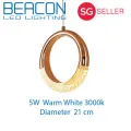 BEACON LED (LOCAL SELLER WITH WARRANTY) Rose Gold Ring Pendant Light Series 43 - Diameter 21cm - 3000k Warm White. 