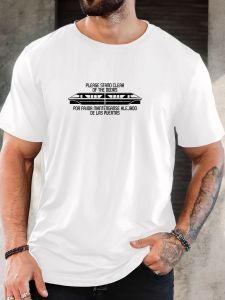 Mens PLEASE STAND CLEAR OF THE DOORS pattern summer casual round neck short T-shirt