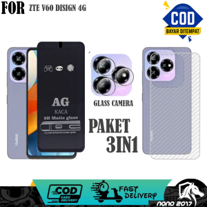 3IN1 TEMPERED GLASS BLUE ZTE V60 DISIGN 4G BONUS LENSA CAMERA+GARSKIN CARBON