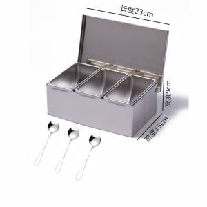 304 All Steel Stainless Steel Seasoning Box with Lid Hotel Seasoning Box Square Storage Box Seasoning Boxes