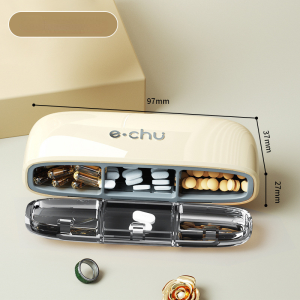 Hodepart กล่องใส่ยาพกพา กล่องยาพกพา ที่ใส่ยา ทนทาน ปิดผนึกอย่างดี ใช้ในการเดินทาง กันน้ำและกันความชื้น