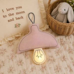 Fabric Mushroom Wall Night Light USB Rechargeable 3 Color Modes Press Dimming Soft Cotton Hanging Lamp for Bedroom Baby Room Home Decor Gift