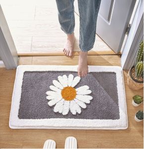 Thảm chùi chân lông dài cao cấp BÔNG CÚC thấm hút nước tốt phong cách Châu Âu