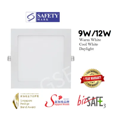 LED Downlight Panel Square 9W 12W Singapore Safety Mark Recessed Panel Ceiling Light GSE