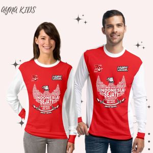 Kaos Merah Putih Kemerdekaan Indoensia HUT Ke 79 Lengan Panjang Kaos Cowok cewek katun combed aynakids size s ml xl xxl 3xl 4xl 5xl 6xl warna merah putih