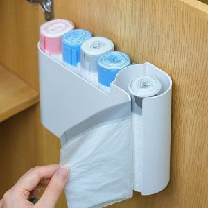 NUBE Dual-Compartment Trash Bag Storage Box Convenient Simple Trash Bag Organizer Creative Wall Mounted Storage Organizer Home Office