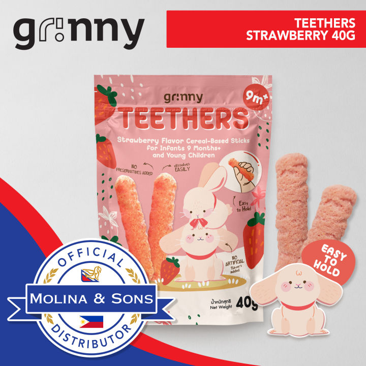 Grinny Teethers Strawberry 40g 40G Teether For Babies Natural
