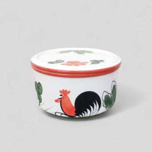 INDRA CERAMIC ลายไก่โบราณ ปิ่นโตไม่มีหู 2 ขนาด เซรามิคเข้าไมโครเวฟได้