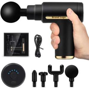 ( bisa cod ) Alat Pijat Elektrik Getar Massage Gun 4 in 1 Terapi Otot Badan
