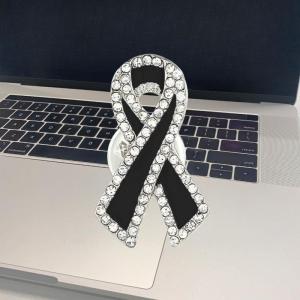 Hmeme เข็มกลัดริบบิ้นพลอยเทียมสีดำ1 3 5ชิ้นเข็มกลัดที่ระลึกสำหรับชุดสูทผู้หญิงผู้ชายชุดเสื้ออุปกรณ์เสริมตราไว้ทุกข์