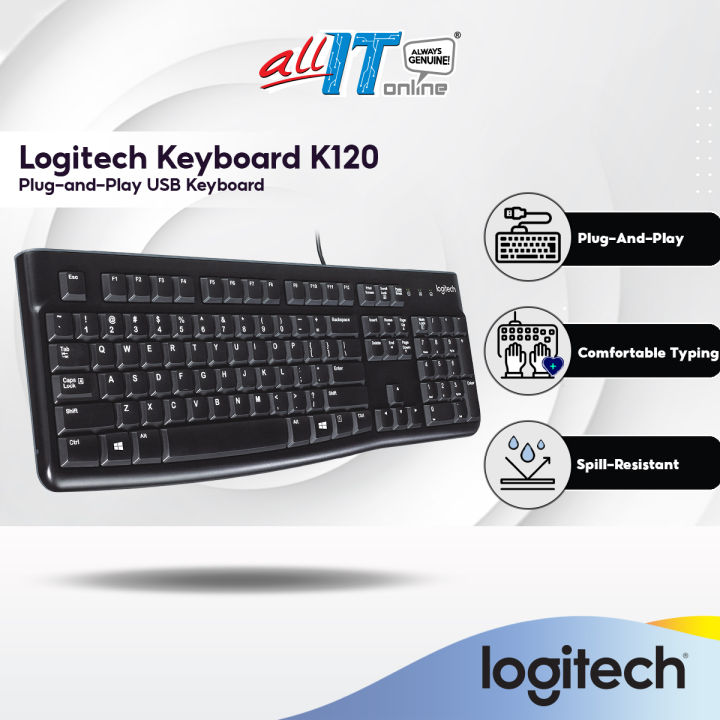 Logitech K120 USB Wired Keyboard | USB Plug-and-Play | Full-Size ...