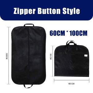 60x120cm Black Suit Dustproof Bag Formal Dress Storage Zip Bag Garment Clothes Protector Cover