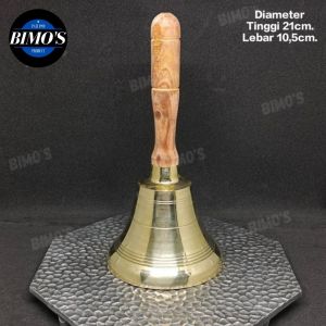 Lonceng Kuningan Tangkai Kayu D.11CM T.21cm Lonceng Es krim Bel Kuningan