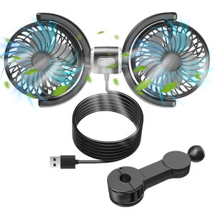 COD [Free Shipping] Car Seat Back Cooling Fan with Dual Heads - USB 3-Speed Neck Cooler for Summer Comfort - 360 Rotatable for Personalized Airflow