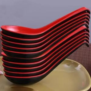 5Pcs Mighty Porcelain Anti-Shock Spoon Japanese Rice Scoops Dumpling Porridge Soup Spoon Restaurant Kitchen Tableware Cutlery