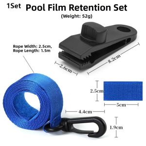 NOBLELYN 1/6Sets Universal Heavy-duty Pool Solar Cover Windproof BlackBlue Reel Attachment Kit High Quality Fixed RopeClip