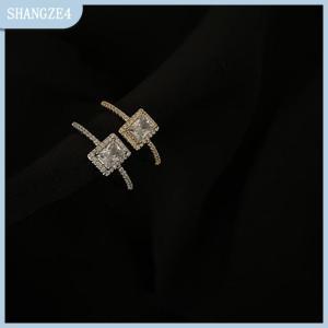 【SHANGZE4】 Sang trọng cổ điển cưới engagement Rings đối với phụ nữ vuông May Mắn Vòng cá tính hợp kim Nhẫn Charm đồ trang sức