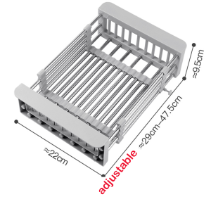 [Local Seller] Adjustable Stainless Steel Kitchen Drainer Basket 伸缩洗菜篮