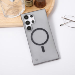 Thin For Magsafe Matte Clear Frameless Phone Case For Samsung S25 S24 Plus S22 S23 Ultra FE Wireless Charging Borderless Cover