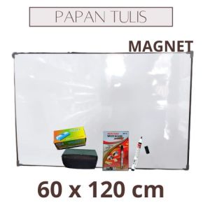 Papan Tulis Whiteboard / White Board Gantung 2 sisi 60 x 120 cm free spidol dan penghapus