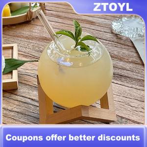 【ZTOYL】 Cocktail cốc thủy tinh với gỗ đứng sáng tạo Thanh thủy tinh uống cốc ronud bóng Cocktail cốc trái cây Mặt Trăng nước trái cây cốc