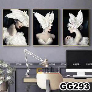 Tranh treo tường canvas khung gỗ 3 bức phong cách hiện đại Bắc Âu tranh cô gái nghệ thuật trang trí phòng khách phòng ngủ phòng ăn 293