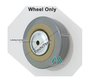 Roda Troli 3 inchi Wheel Only(tanpa bracket)  Abu-abu/ Biru-Anti slip Wheel Universal caster
