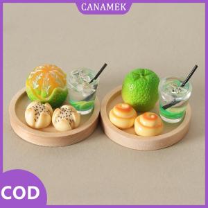 CANAMEK✨ 5pcs thu nhỏ thực phẩm và chơi trang trí Dollhouse sumilation mini bánh mì Dim Sum uống với tấm buổi chiều trà trang trí cho Kid giả vờ chơi đồ chơi