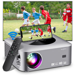 GOOJODOQ Wifi 8k Projector Full HD 1080p 12000 LM Supports Android by Synchronizing Smartphone Screen