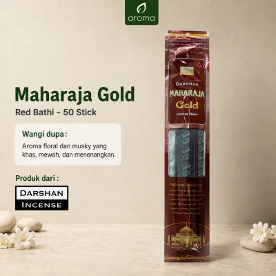 Dupa India Aromaterapi Red Bathi - Darshan Maharaja Gold 50 Sticks