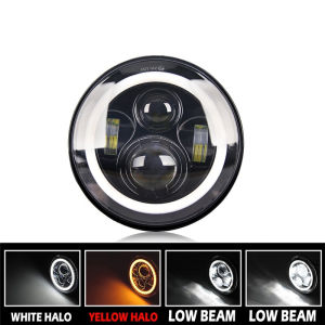 7 inch LED Headlights 60W High Low Beam LED H4 Angel Eye DRL Amber Turn Signal for Jeep Wrangler JK TJ Land Rover Harley