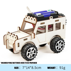 Vixplorn Wooden DIY Electric Drive Boat Car Science Experiment Kits Children STEM Education