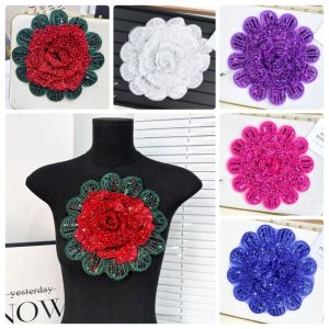 MODERNLUX Heavy-Duty Rose-Shaped Patch With Beaded Full Diamond Corsage Brooch Accessory Exaggerated Skirt Decoration Skirt Corsage Patch Cloth