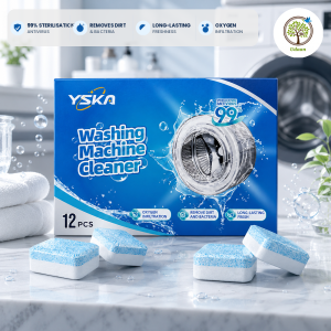 YSKA Washing Machine Cleaner Tablets 12pcs | Deep Cleaning Descaler Effervescent Tablet | 99% Sterilization Anti-Bacteria Deodorizer for Front & Top Load Washer