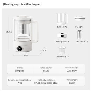 Simplus Health Pot 1.5L Electric Kettle Portable Multi Cooker Tea Dessert