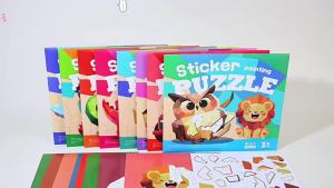 Kids 3D Geometric Collage Art DIY Sticker Craft Kit Educational Shape Puzzle Paste Painting，Activity Toy for 3-8 Years