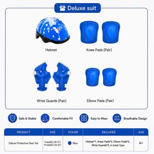 7IN1 Kids Helmet Knee Pad Elbow Adjustable Safety Protective Gear For Skateboard/Roller Skate/Bike