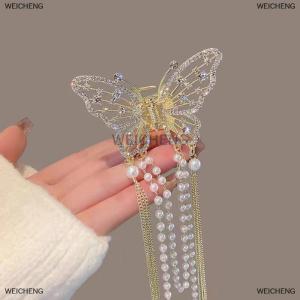 [COD] WEICHENG New Rhinestone Butterfly Tassel Hairpin Korean Simple Side Clip Liu Hai Clip Shark Hairpin Hair Accessories Women