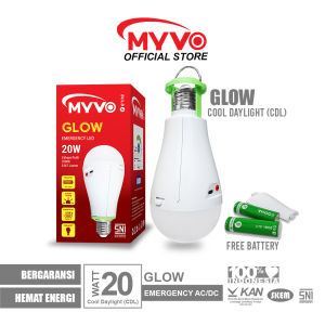 MYVO Lampu LED Glow 20 Watt Emergency AC/DC Bohlam Cahaya Putih