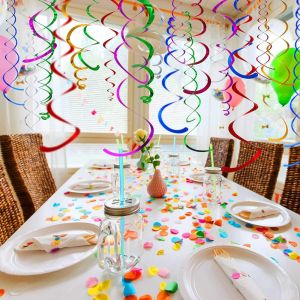 【SG Local Stock】6pcs/set Decoration Ribbon Metallic Ceiling Hanging Streamers Swirl Sparkling Spiral Ornament For Wedding Birthday Party