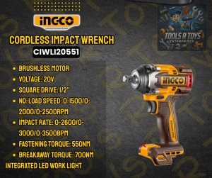 INGCO CORDLESS IMPACT WRENCH | CIWLI20551 | TOOLS R TOYS | ING-CORDLESS